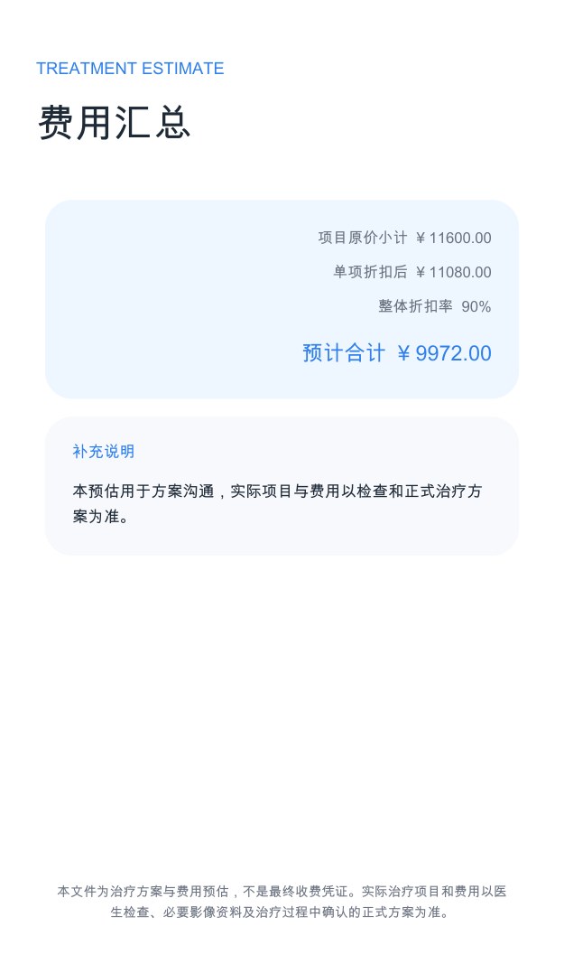 费用预估示例第3页：费用汇总